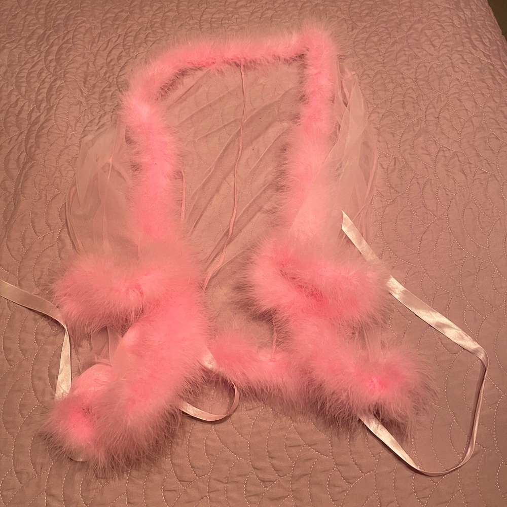 Babydoll Pink Boa Robe